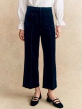 Sezane Emilio Trousers Velvet Navy - Size 6